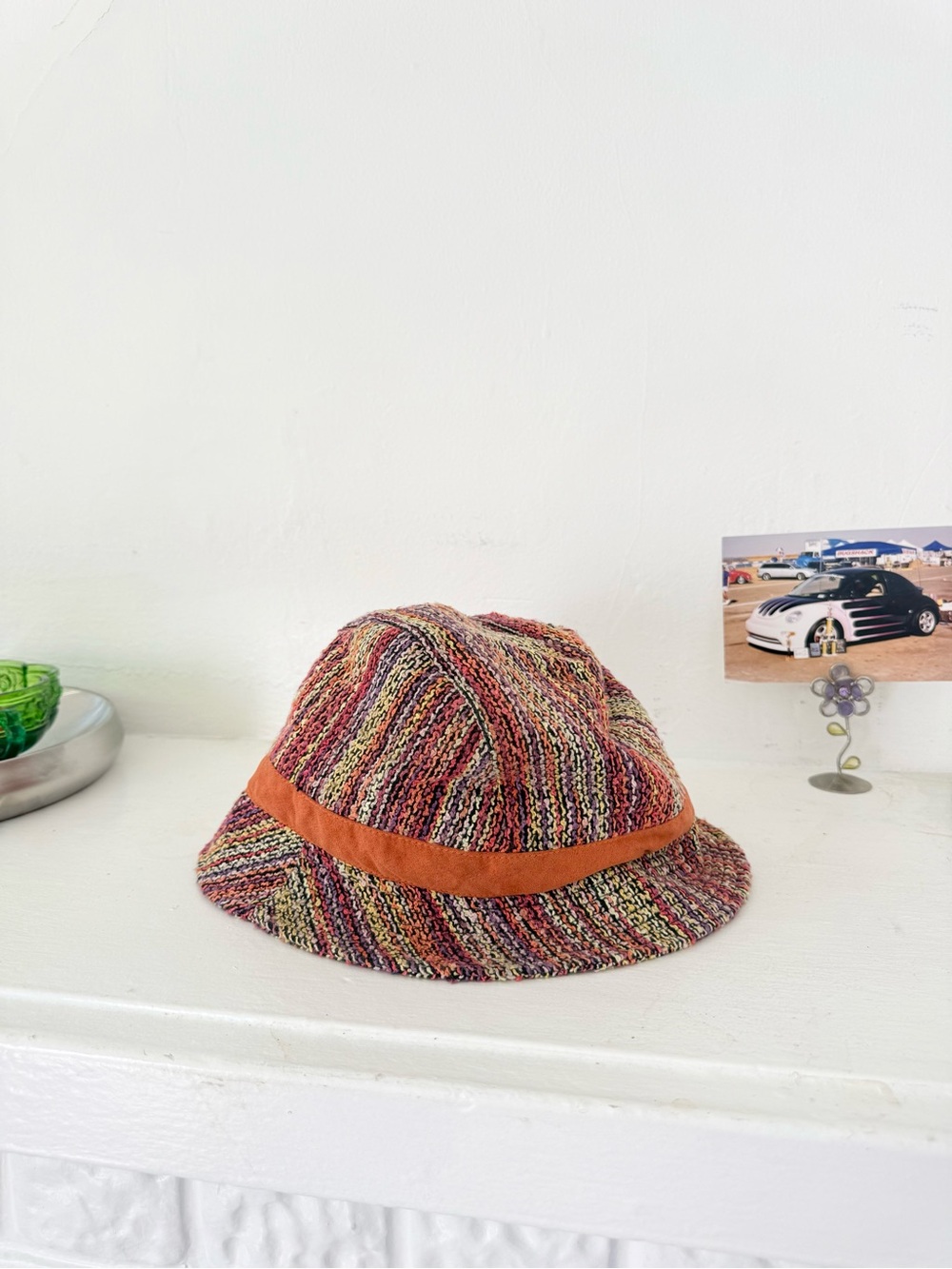 y2k multicolor knit bucket hat / fedora ✦